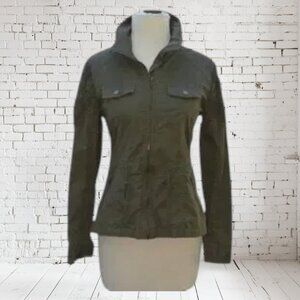 Vintage Love Tree Coat Lace Trim Olive Green Utility Jacket